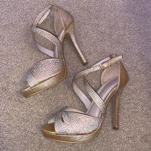 Rose Gold Rhinestoned Heels